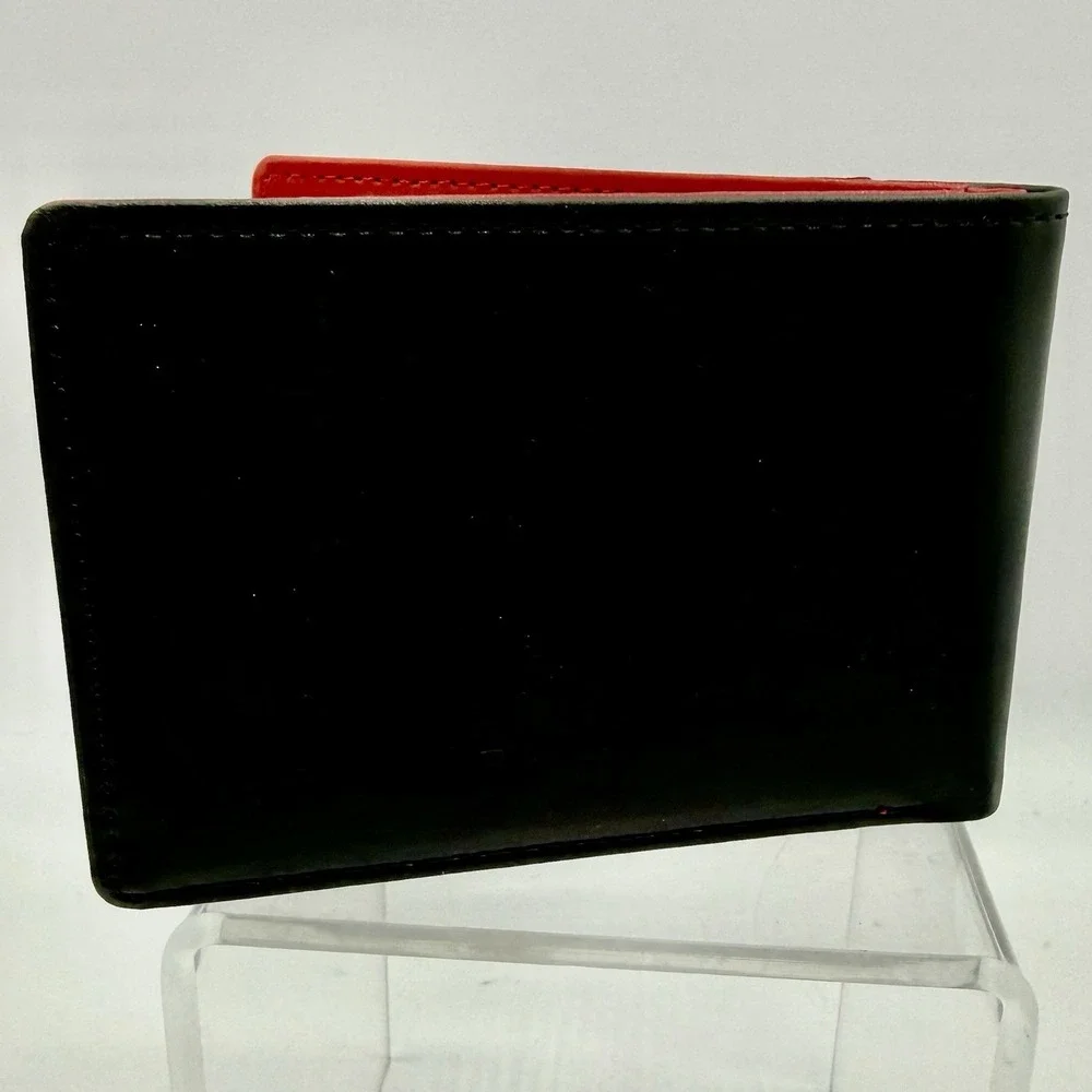 GSOIAX Slim Wallet Rfid Blocking Faux Leather Bifold‎ Front Pocket Black & Red